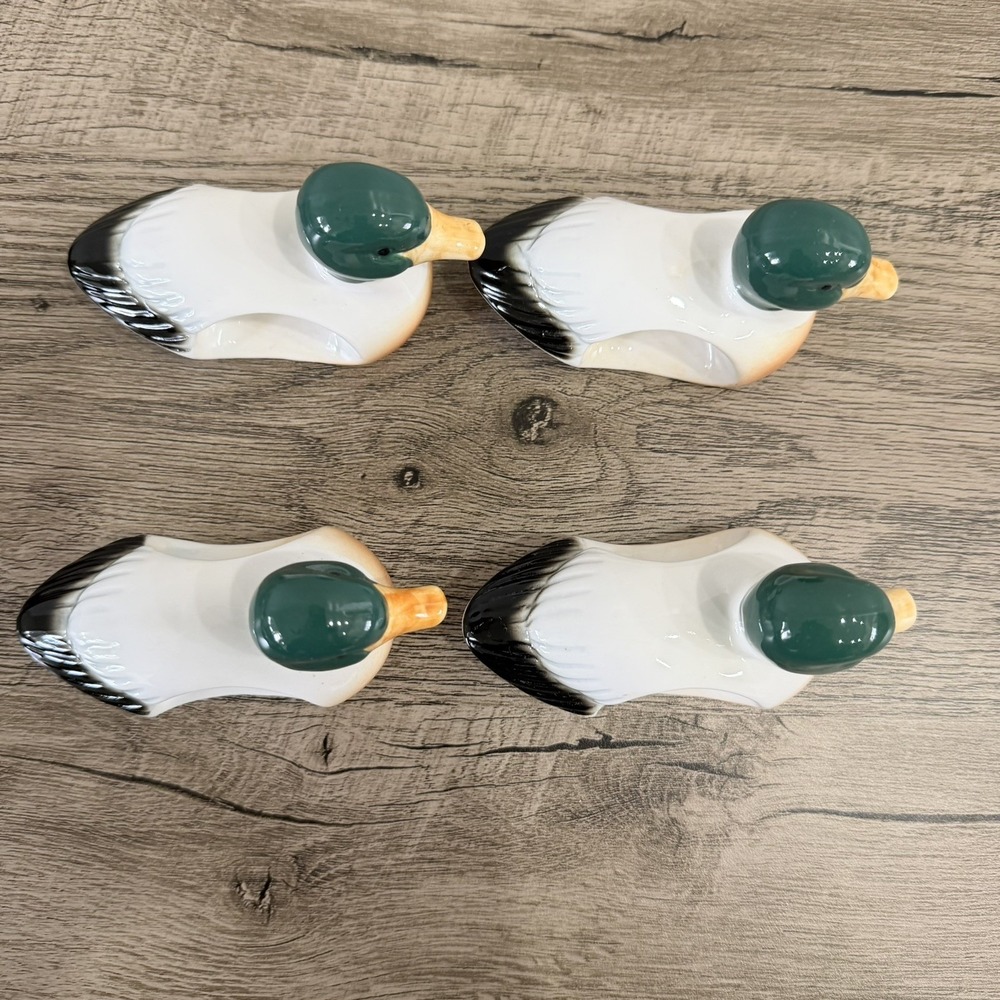 Set Of 4 Mallard Duck Napkin Rings Porcelain Dining Decor Vintage Hunting - Picture 7 of 12